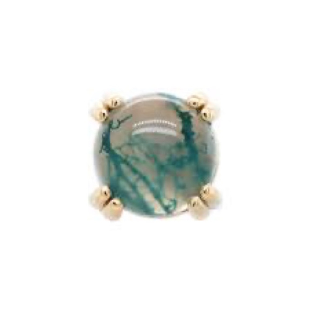 Stunning BVLA Solid 14k Rose Gold Threaded End with Moss Agate Cabochon Stone